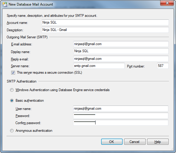 Expert SQL Server - Configurer Database Mail avec Gmail - SQL Server  - dmgmail